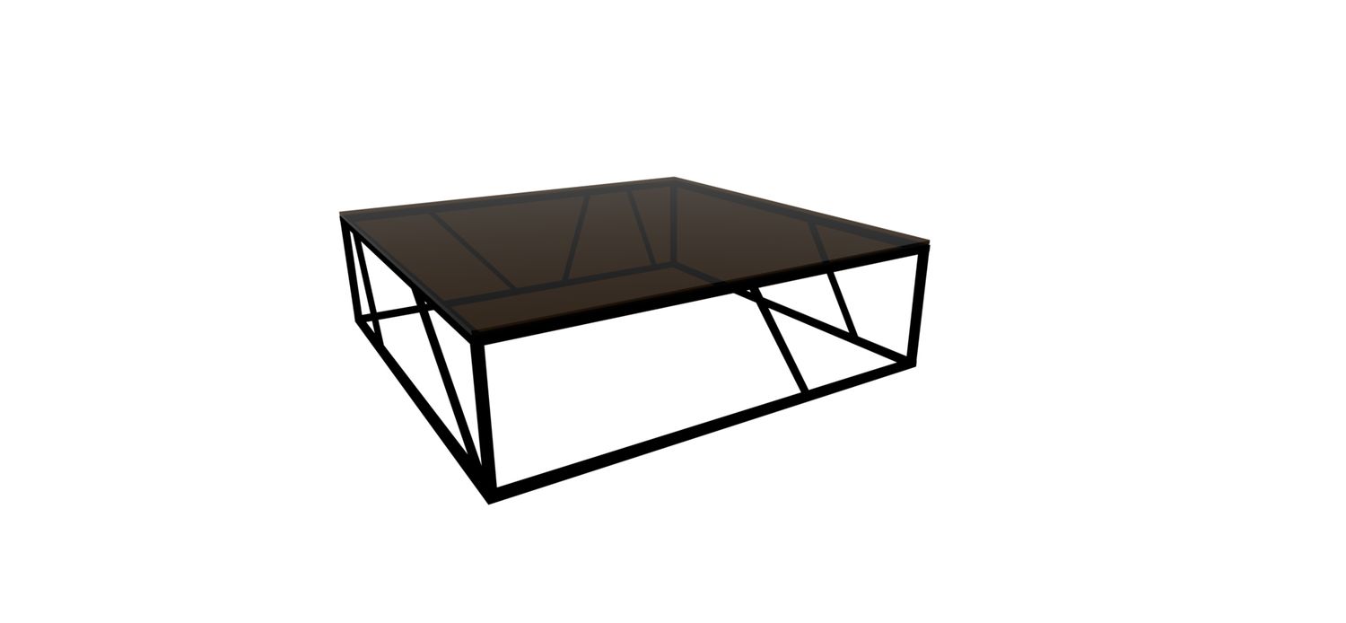 Norvik Grid Industriële Salontafel in Zwart Staal – Geometrische Design Tafel 120 x 120 x 34 cm