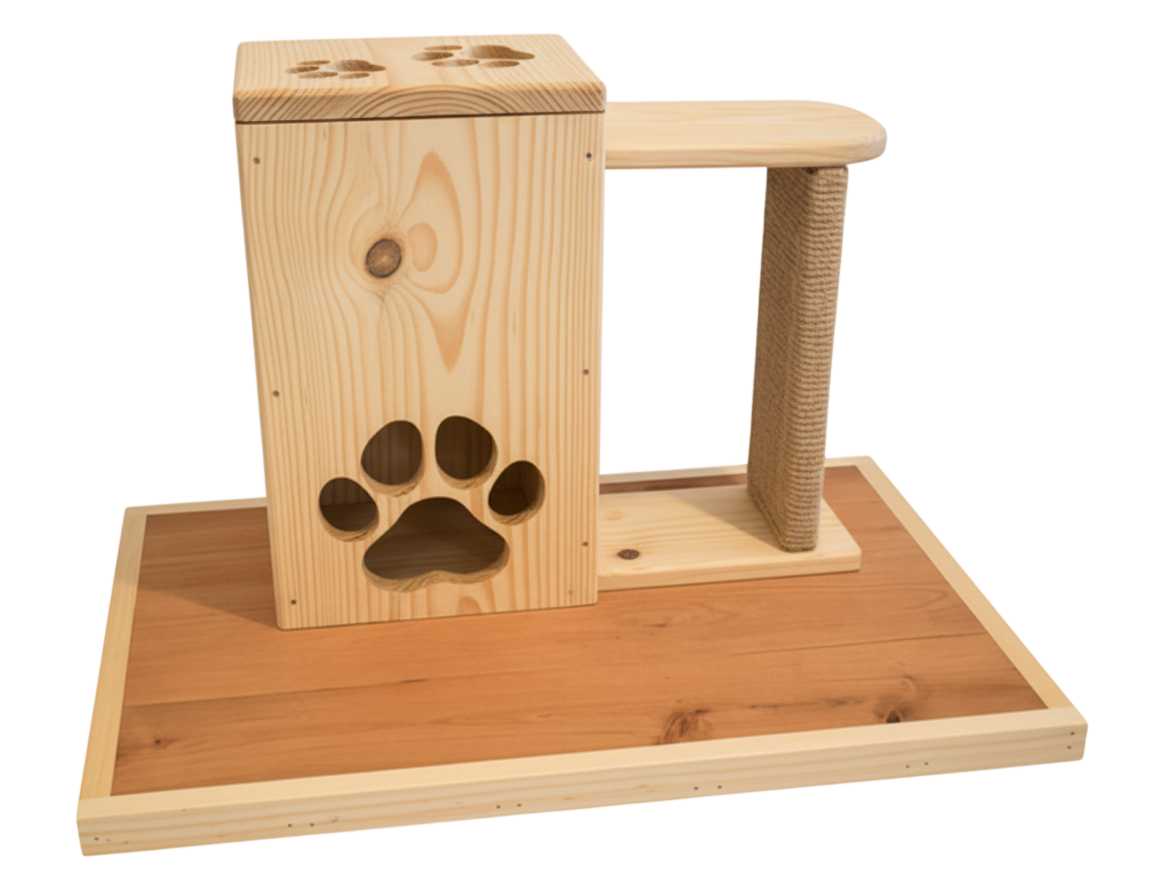 Natural Pine Rustic Cat Activity Centre