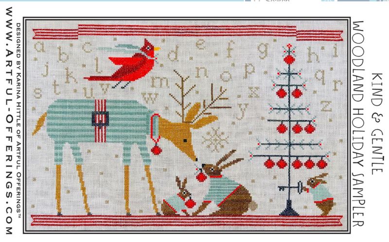 Borduurpatroon - Kind &amp; Gentle Woodland Holiday Sampler
