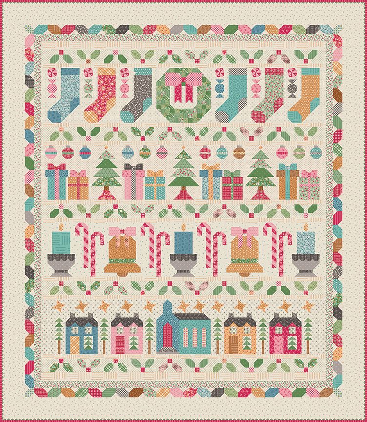 Reservering - Quiltkit -Christmas Row Quilt