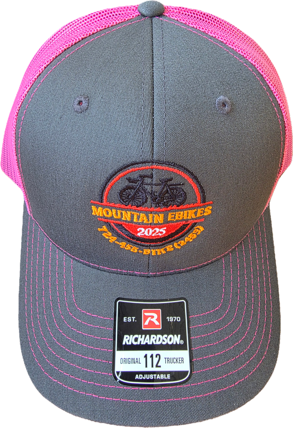 Trucker Hat Mountain Ebike, Color: Charcoal /Neon Pink