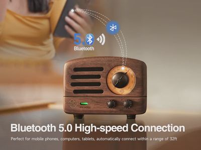 Muzen OTR Wood Retro Portable FM Radio Bluetooth Speaker