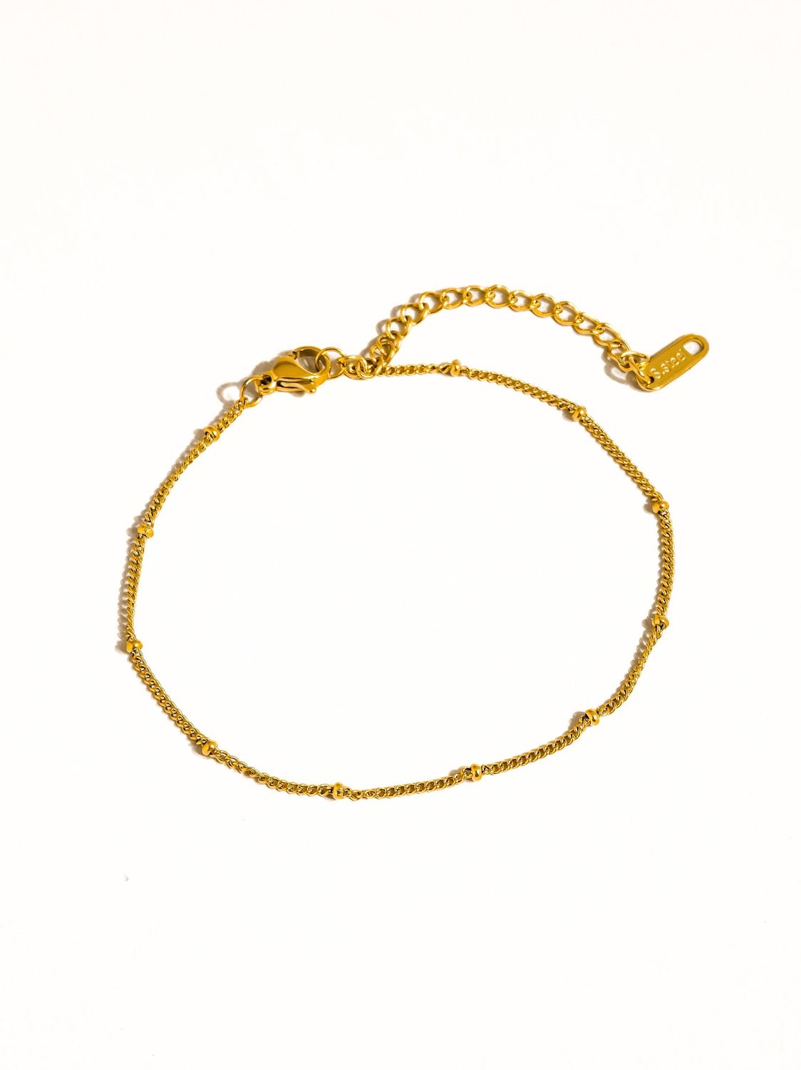 Vivi 18K Gold Non-Tarnish Classic Beaded Chain Anklets, Color: Yellow Gold