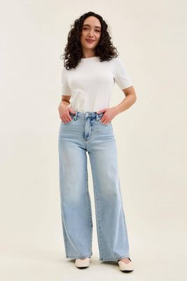 Judy Blue High Waist Tummy Control Light Wash Retro Wide - Petite 30"