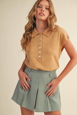 CAP SLEEVE COLLARED SWEATER VEST MSW11231