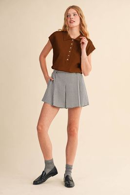 CAP SLEEVE COLLARED SWEATER VEST MSW11231