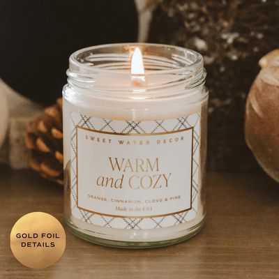 Warm and Cozy 9 oz Soy Candle - Fall Decor &amp; Gifts