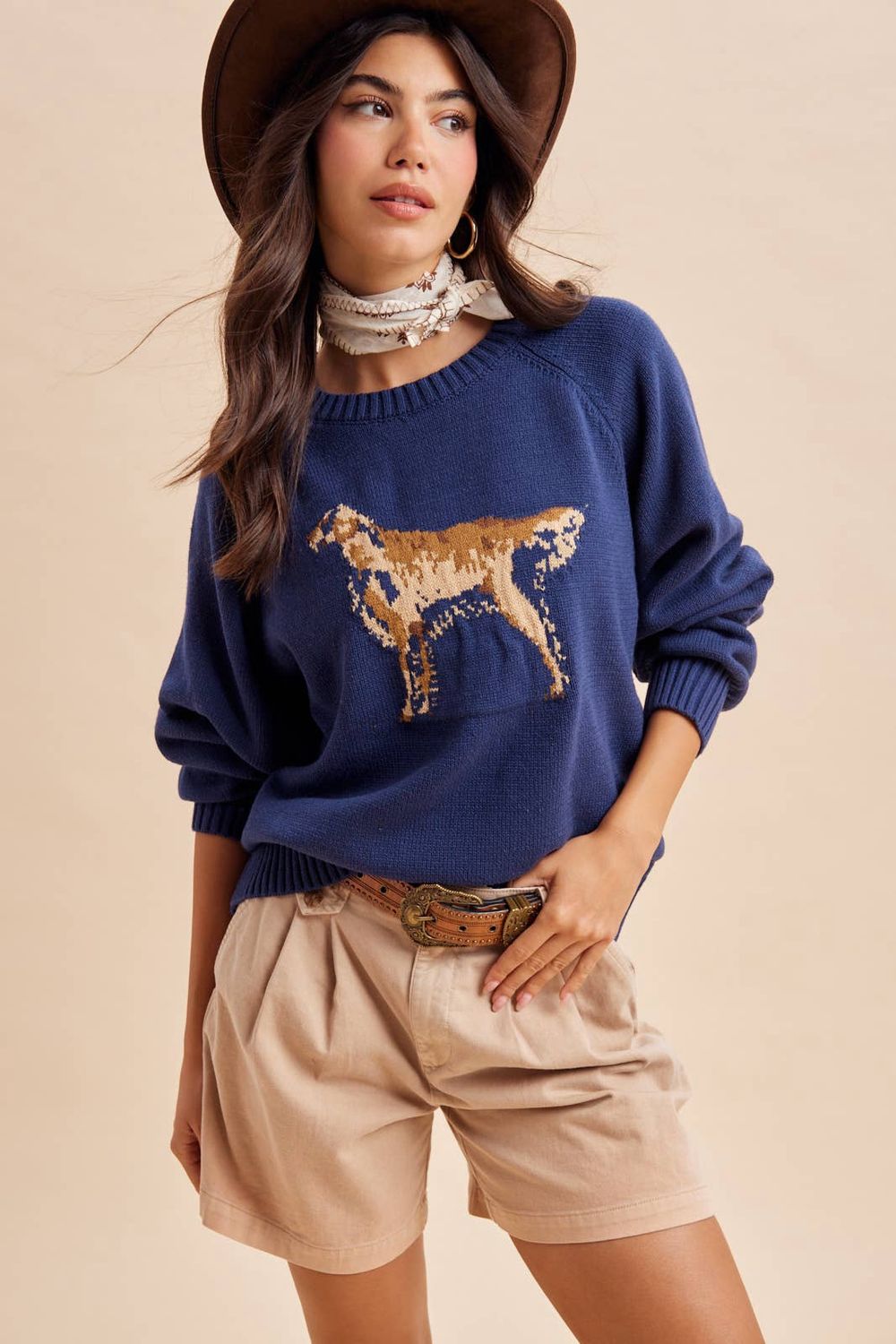 KNITTED RETRIEVER SWEATER, Color: CLASSIC NAVY, Size: S