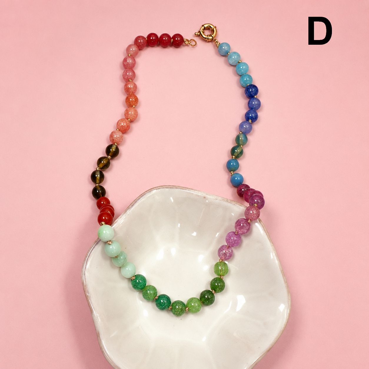 Natural Stone Semi-Precious Glass Mixed Necklace | 40NK9659, Color: D