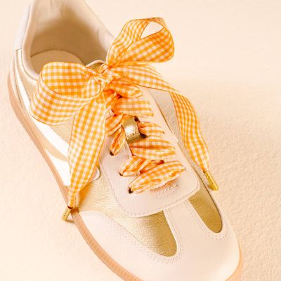 Step It Up Shoelaces–Gingham Orange