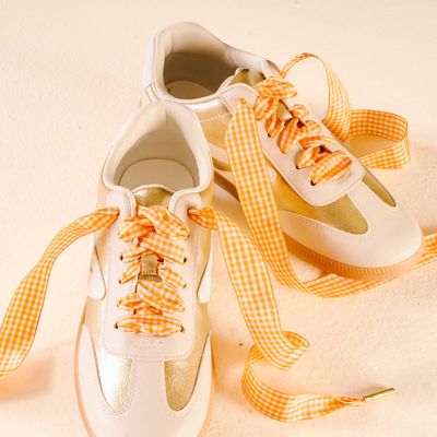 Step It Up Shoelaces–Gingham Orange