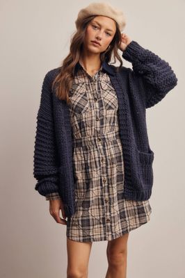 Chunky Knit Heart Back Cardigan