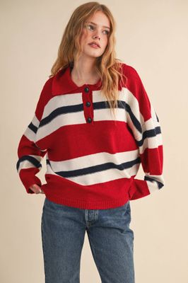 STRIPED RUGBY SWEATER