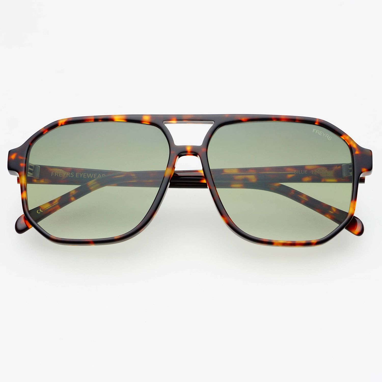 Billie Aviator Sunglasses -Tortoise Green, Color: Tortoise / Green