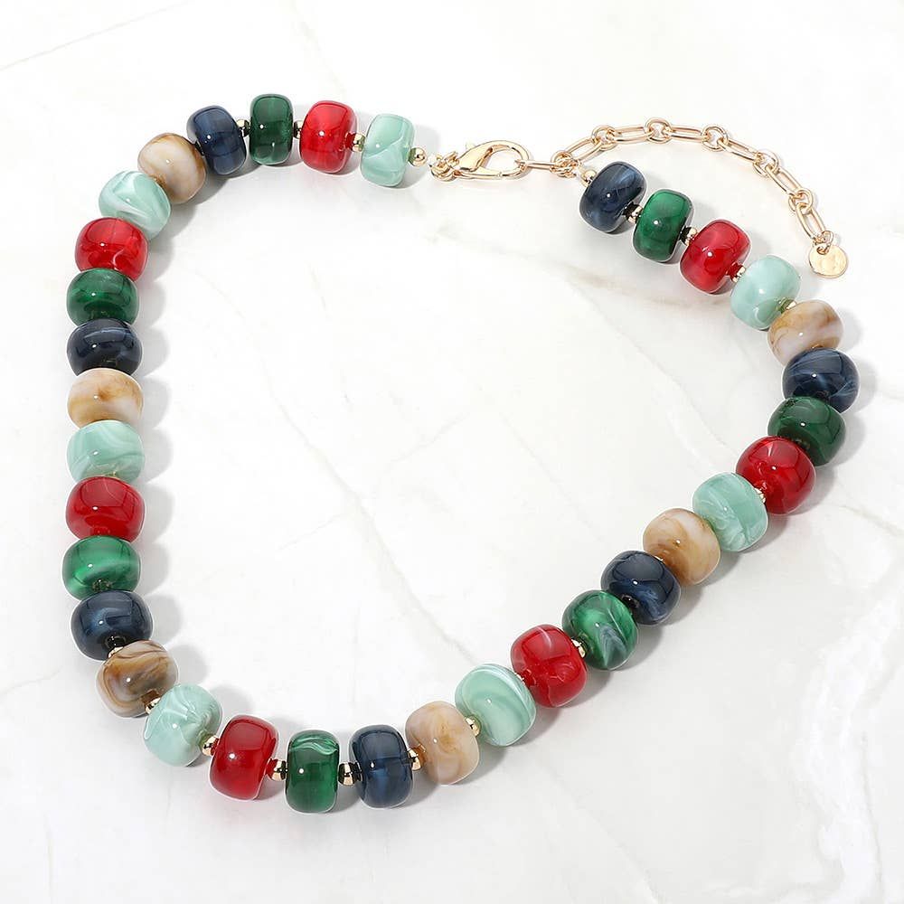 Colorful Rondelle Beaded Necklace, Color: Green