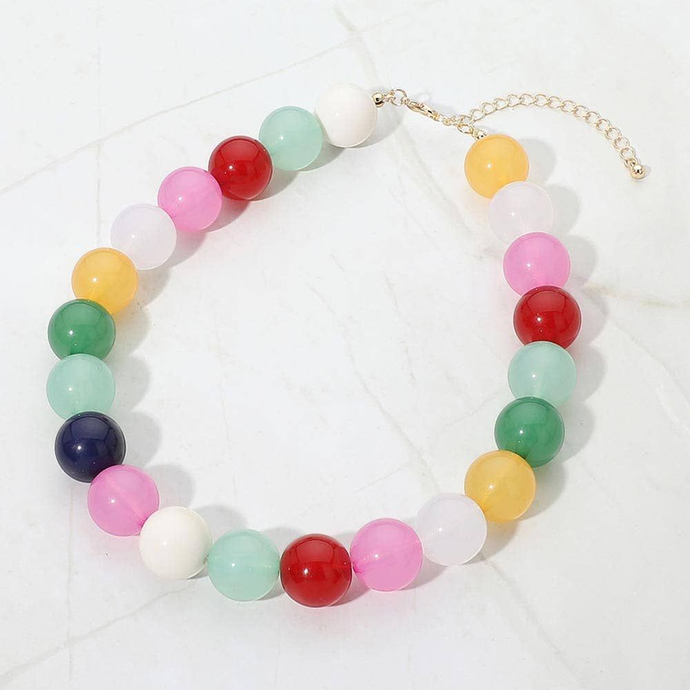 Round Beaded Statement Necklace, Color: Multi