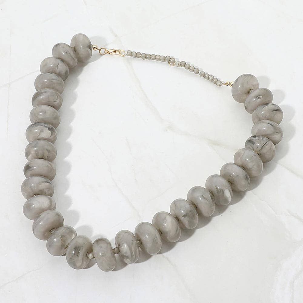 Bold Chunky Flat Disc Necklace, Color: Gray