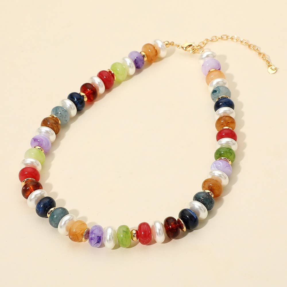 Beads + Pearls Necklace, Color: Dark,Gold,Multi