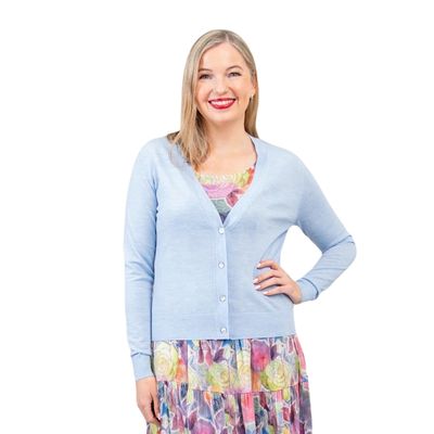 Blue Sky Clothing Merino Wool Cardigan Cerulean Blue