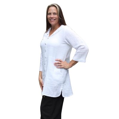 Ezze Wear Violet Shirt Dotty Cotton Hoodie white