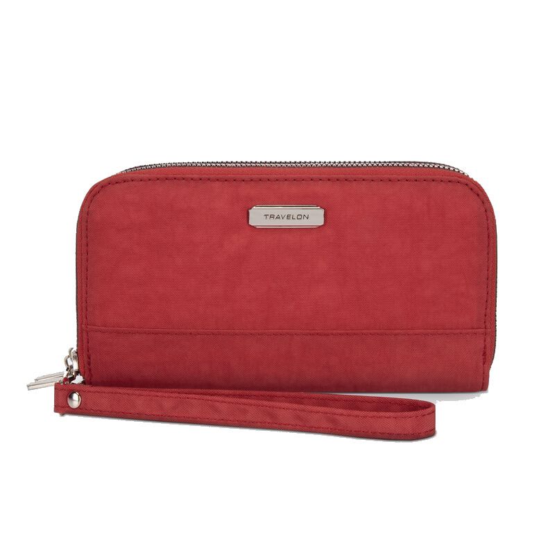 RFID Phone Clutch Double Zip, Color: Red, Size: 2x