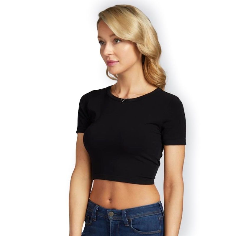 Cap Sleeve Bamboo Crop - Basics, Color: Black, Size: o/s