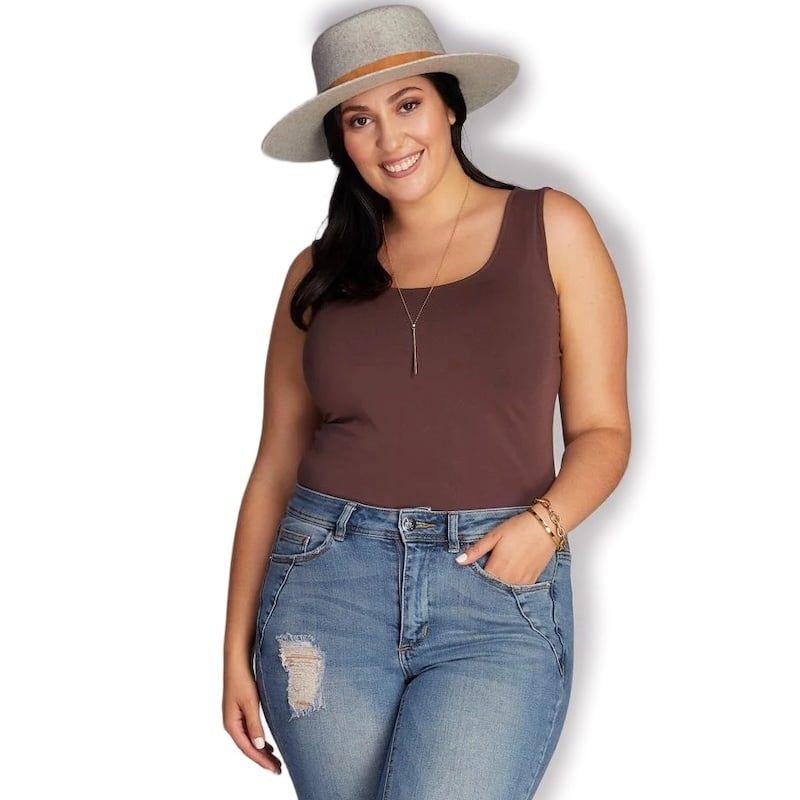 Bamboo Curve Tank, Color: Coffee, Size: CRV