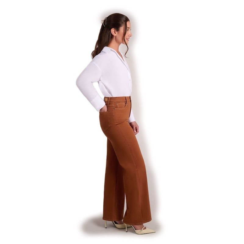 Lily Wide Leg  Jeans, Color: Aurora Brown, Size: 33