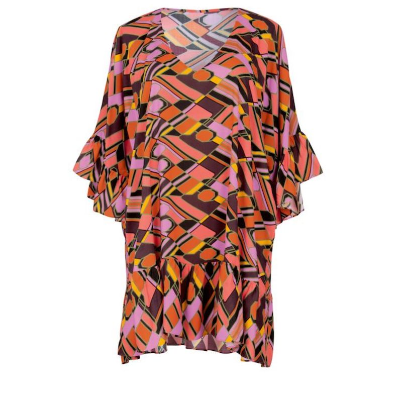 Akalani Ruffle Beach Dress, Color: Vintage Art, Size: o/s