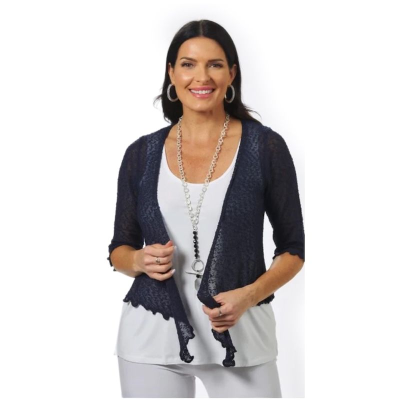 Short Mesh Shrug, Color: Navy, Size: XL