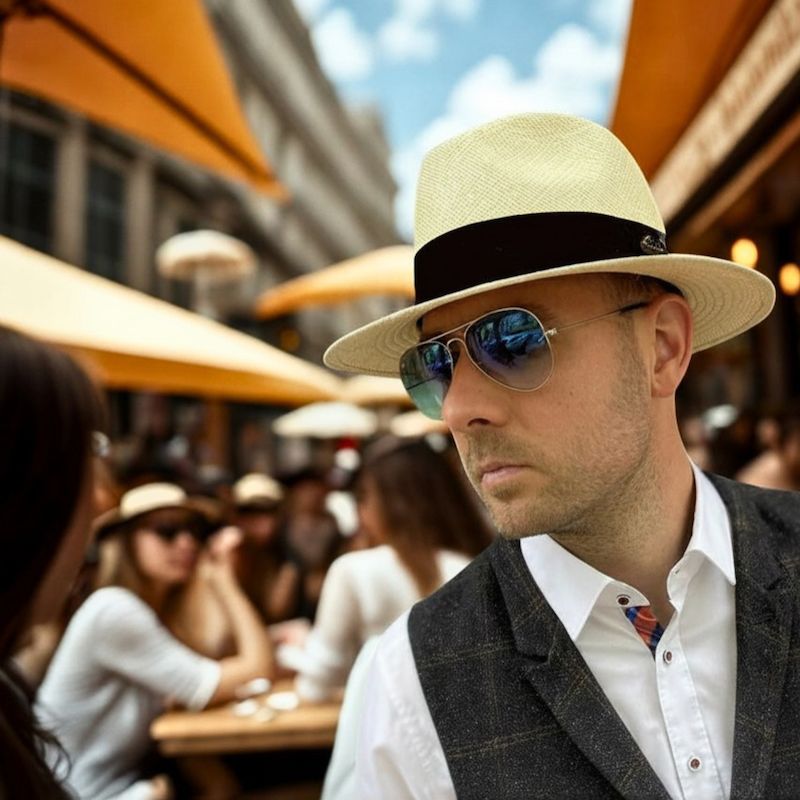 Original  Panama Hat, Color: Straw : Black, Size: 61  XL