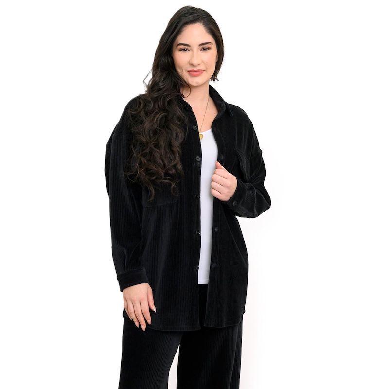 Gina Corduroy Jacket, Color: Black, Size: XL