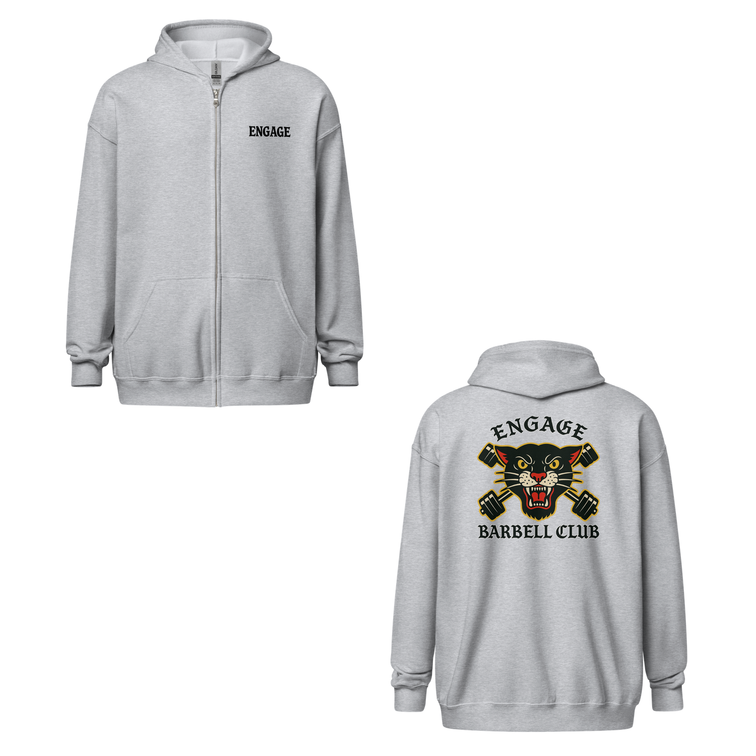 Barbell Cat Essential Zip Up Hoodie