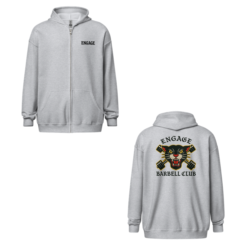 Barbell Cat Essential Zip Up Hoodie