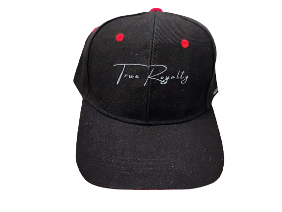 ​Black Adjustable Baseball Cap With Red Accents True Royalty By : Kadasieré