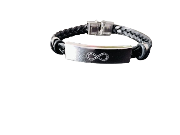 Infinite By: Kadasieré Infinity Design Stainless Steel and Men's Genuine Leather Bracelet