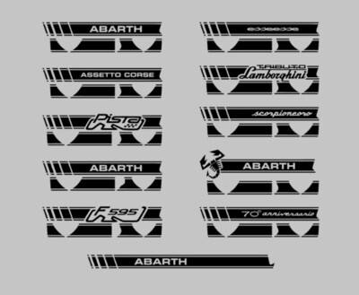 Stickers Bandes Latérales Fiat 500 Abarth – Quattroerre Rouge Neuves