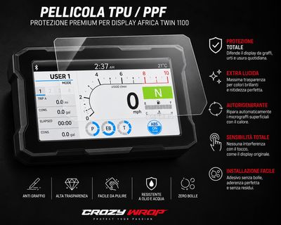 Pellicola protezione display in TPU/PPF per HONDA AFRICA TWIN 1100 dal 2020 al 2026 Pellicola protezione display in TPU/PPF per HONDA AFRICA TWIN 1100 dal 2020 al 2026