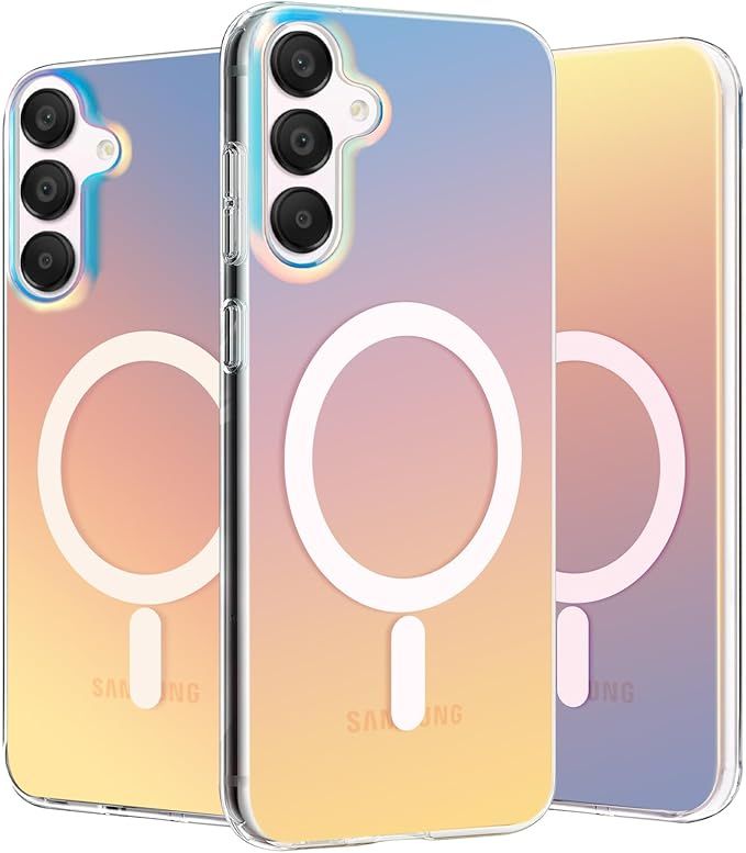 Meifigno Hülle für Samsung Galaxy S23 FE 5G Kompatibel mit MagSafe, Magnetische HandyHülle Irisierend Farbverlauf Case Kratzfeste Rückseite Durchscheinende