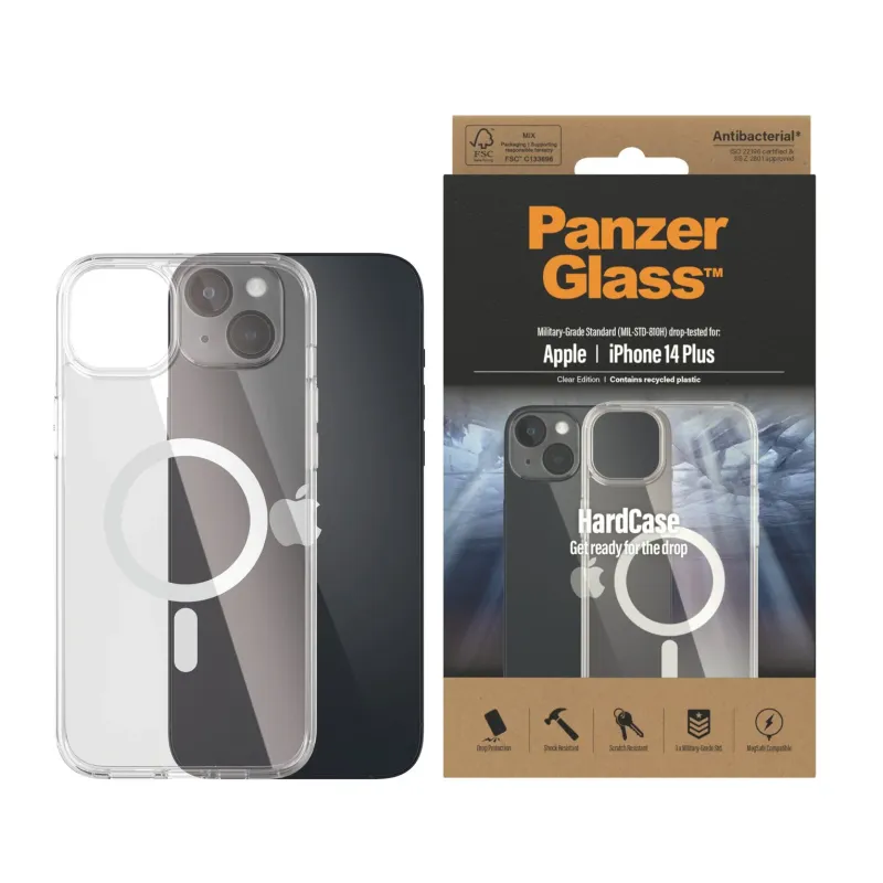 PanzerGlass® HardCase Transparent m. Schwarz MagSafe iPhone 14 Plus