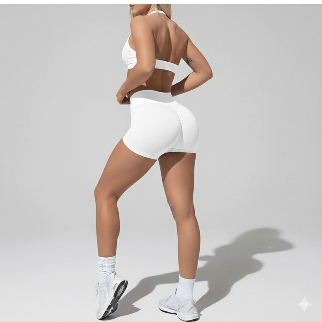 Womens High Waist Impact shorts, Colour: White, Material: 80 % Nylon 20 % Spandex, Size: Small