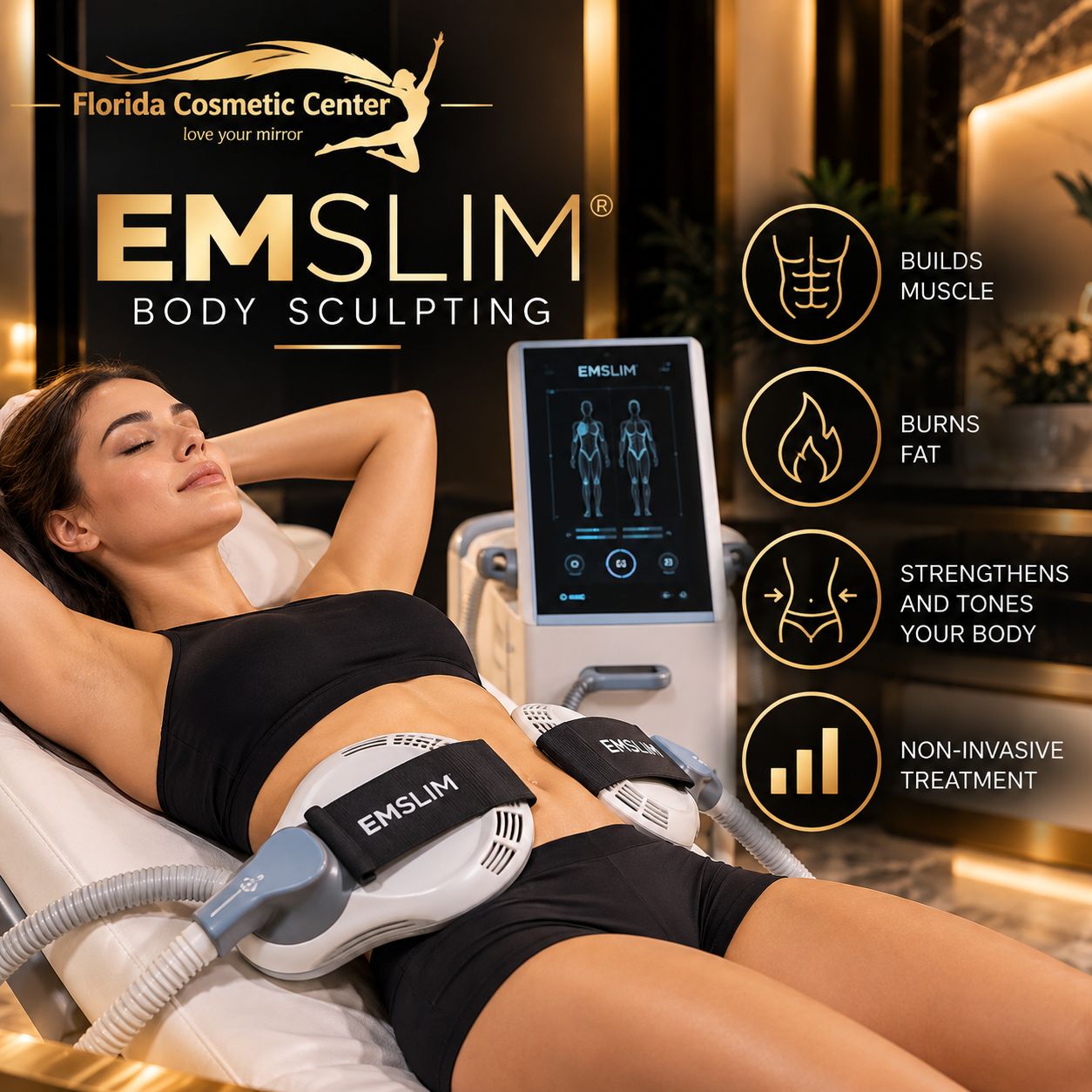 EMSLIM Body Sculpting – In-Clinic Treatment (8 Sessions, 1 Area)