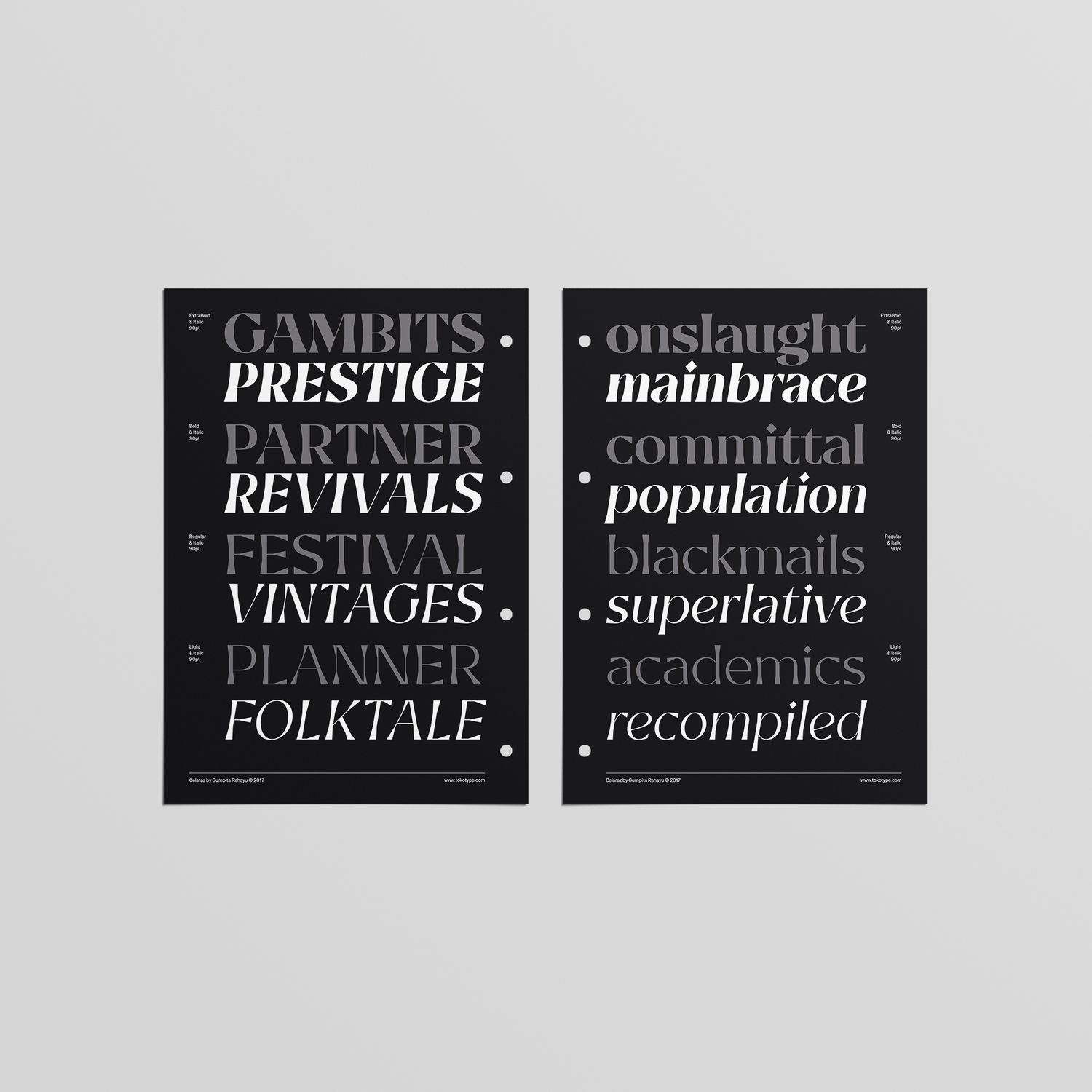 Celaraz Specimen Sheets