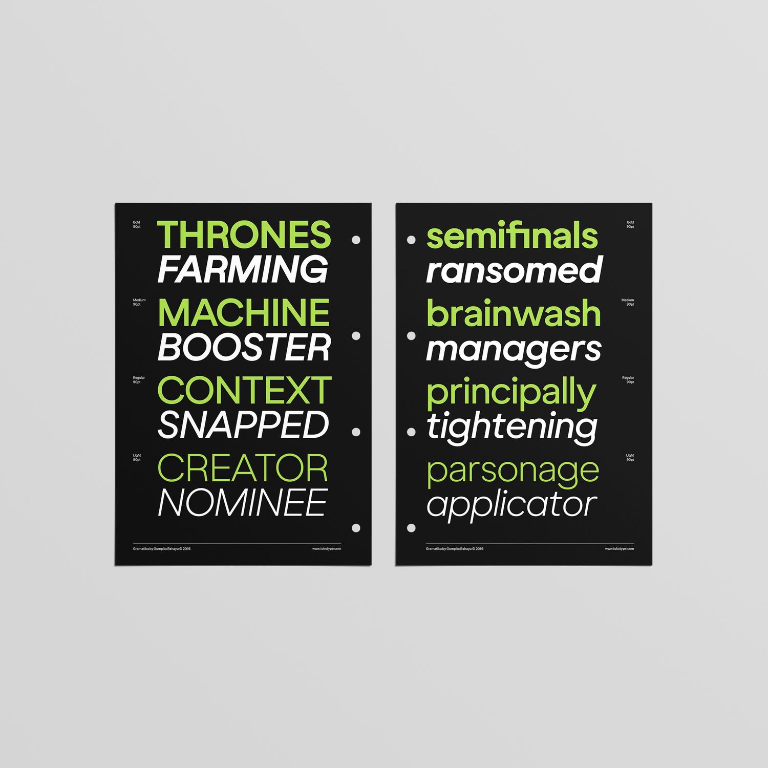 Gramatika Specimen Sheets