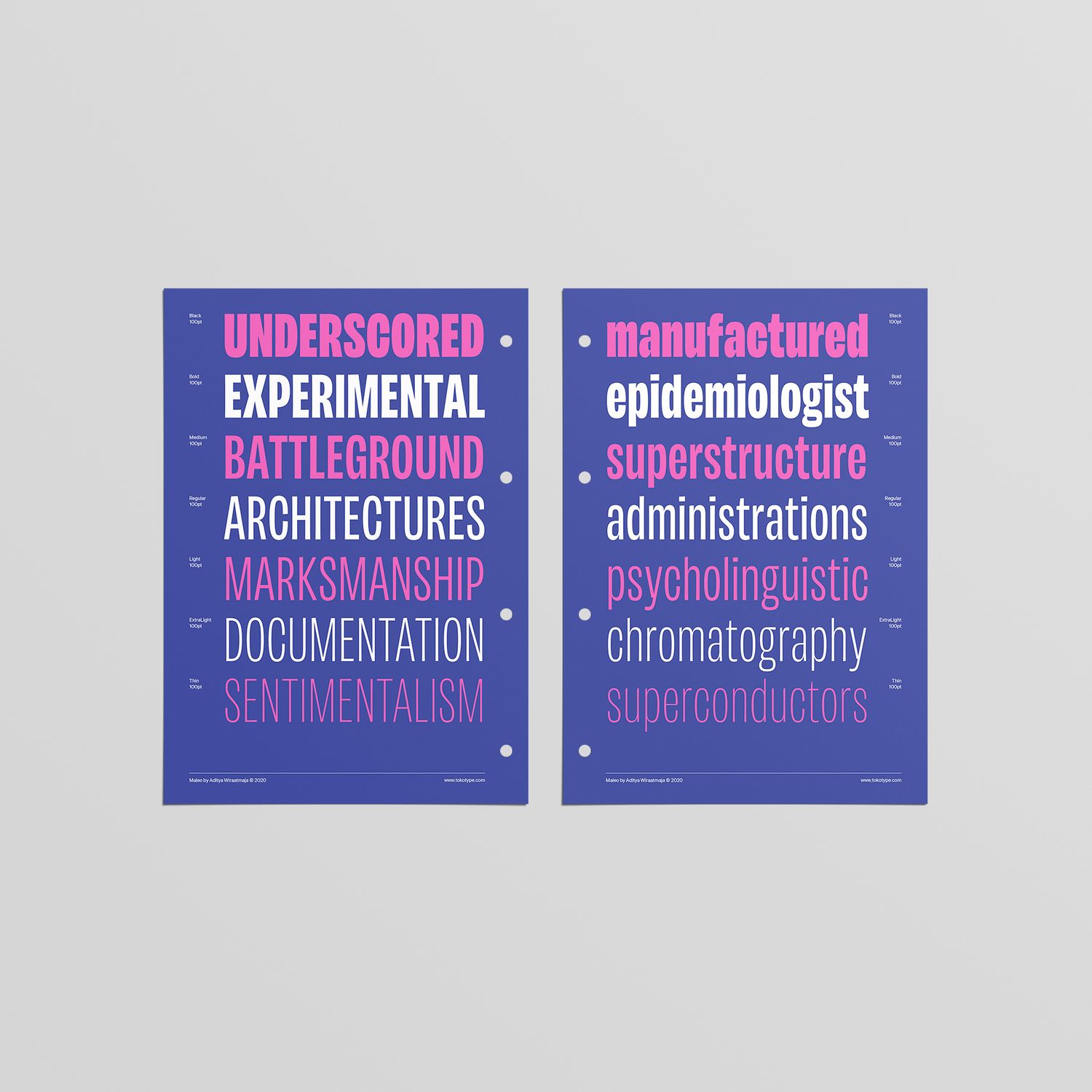 Maleo Specimen Sheets