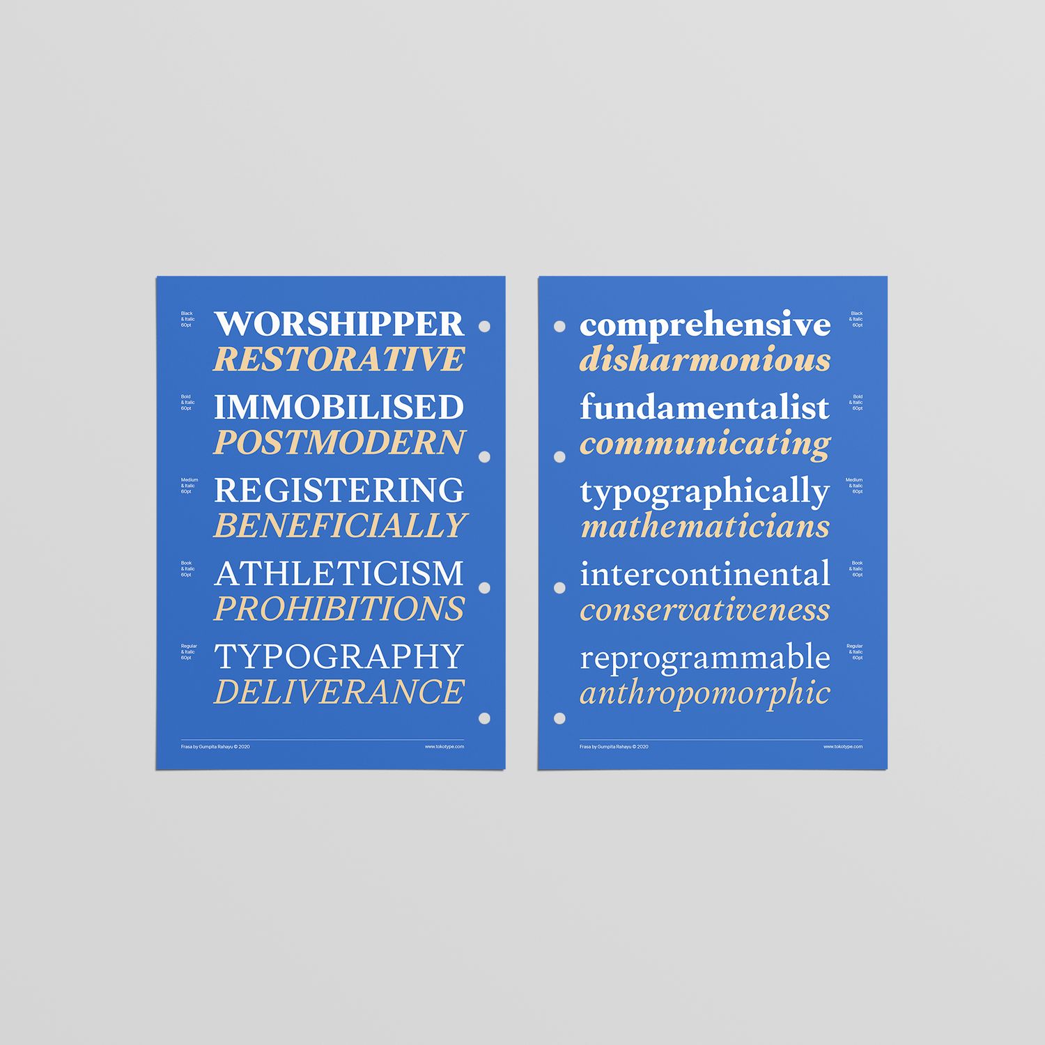 Frasa Specimen Sheets