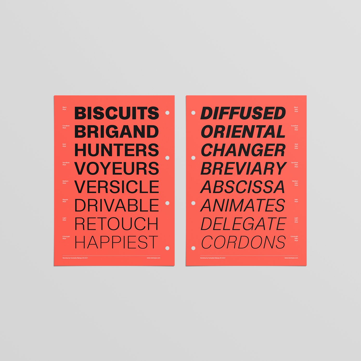 Nomina Specimen Sheets