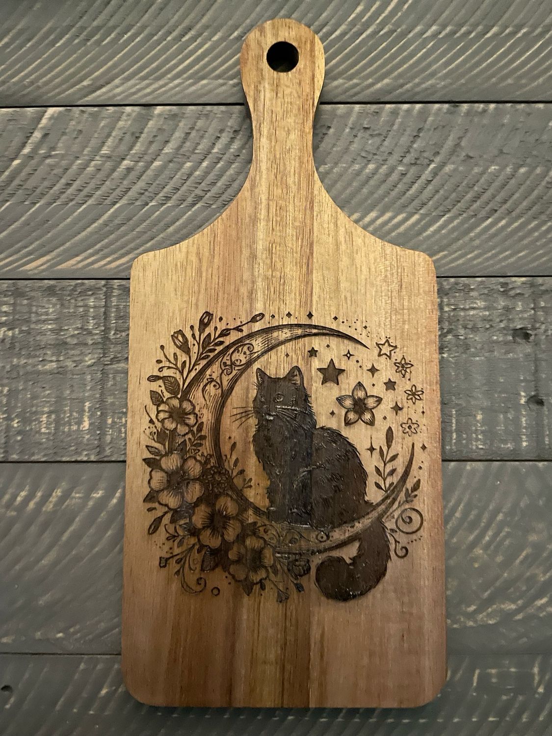 Cat Moon Engraved Wooden Cutting Board –