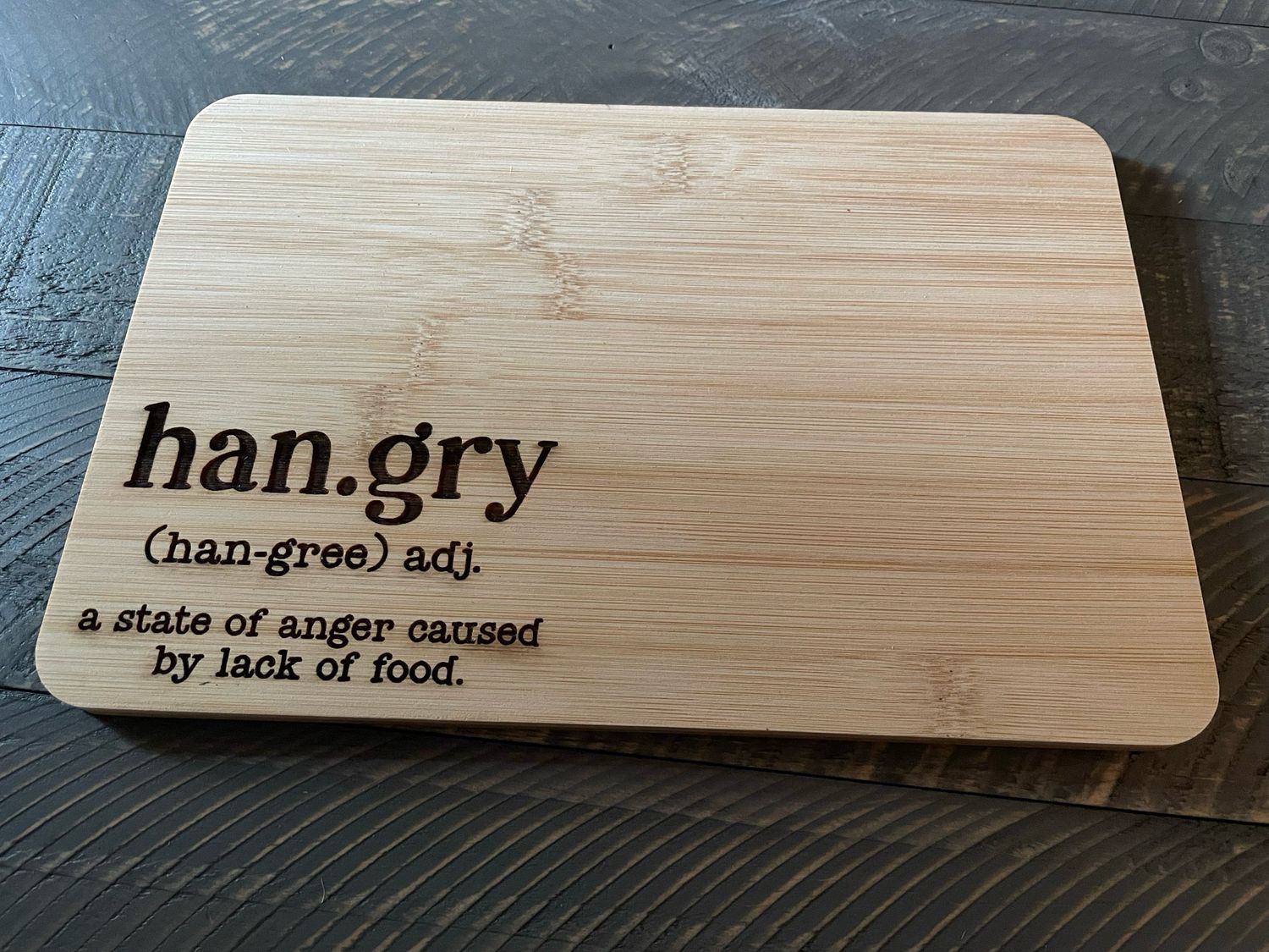 Hangry Definition 9.8 x 6.68 Inch Bamboo Cutting Board | Funny Kitchen Gift