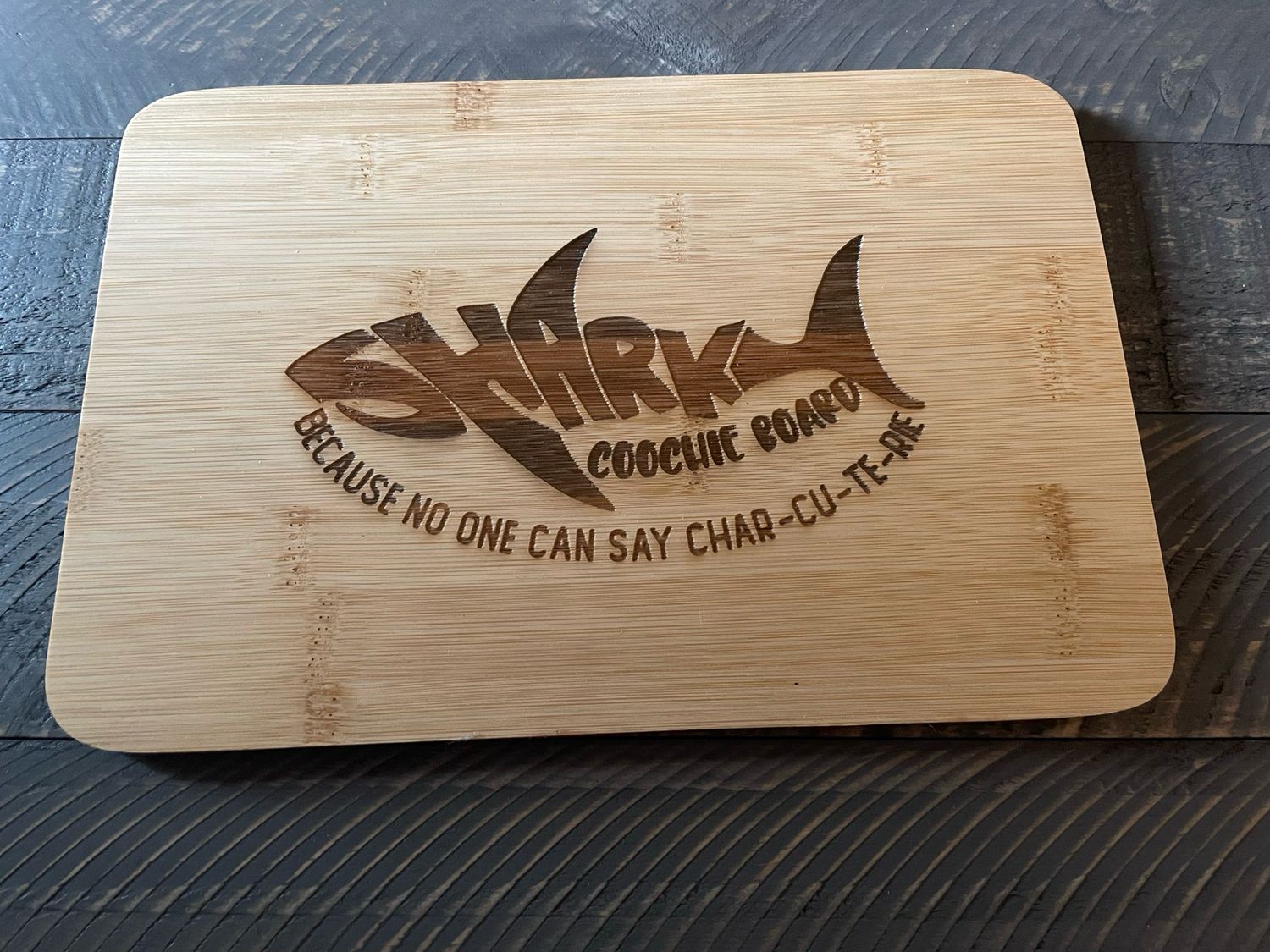 Shark Coochie Board Bamboo Charcuterie Board – Funny Engraved Serving Board